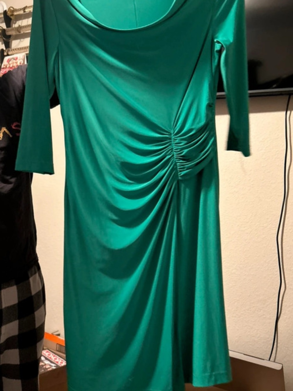 Women’s Emerald Green Ruched Jersey Dress